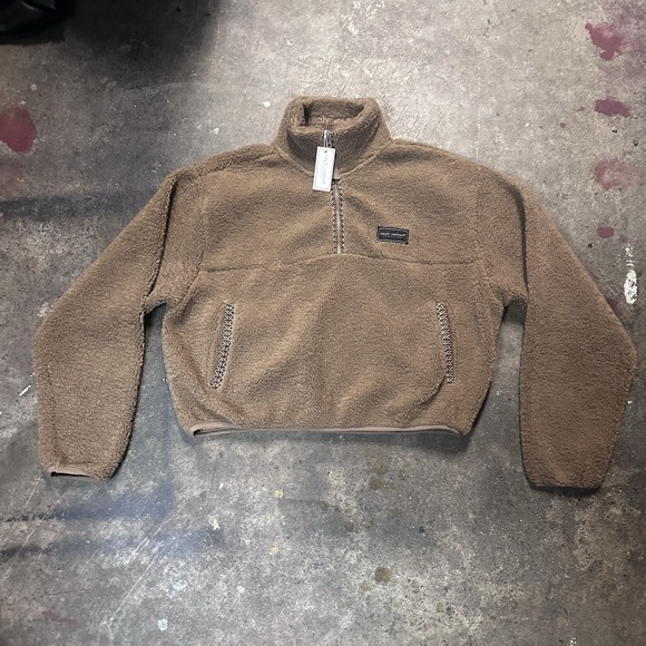 Simply Southern Tops - Simply Southern Sherpa Pullover Womens S Crop UGG Quarter Zip Brown Tasman NWT